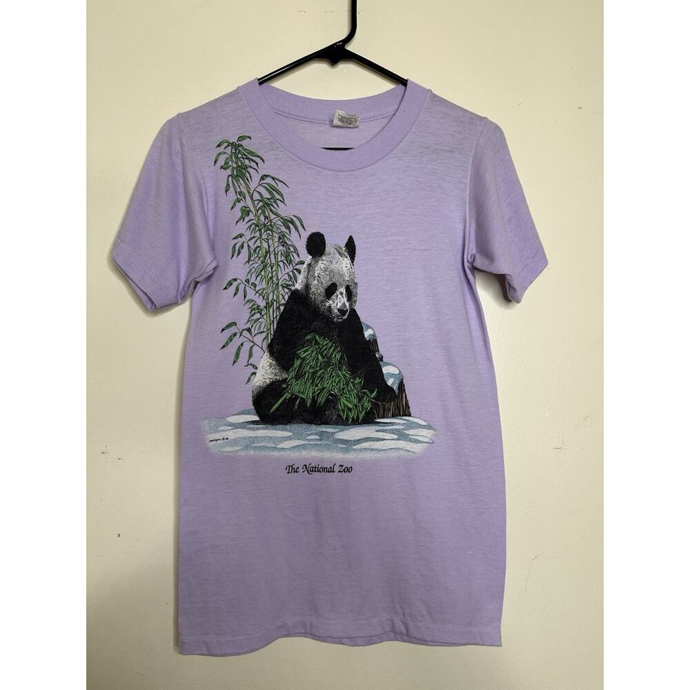 Vintage 1986 National Zoo Panda Tee Shirt Purple Single Stitch Souvenir Sz Small